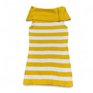 Vintage Pout Yellow and white striped off shoulder top with unique zipper detail